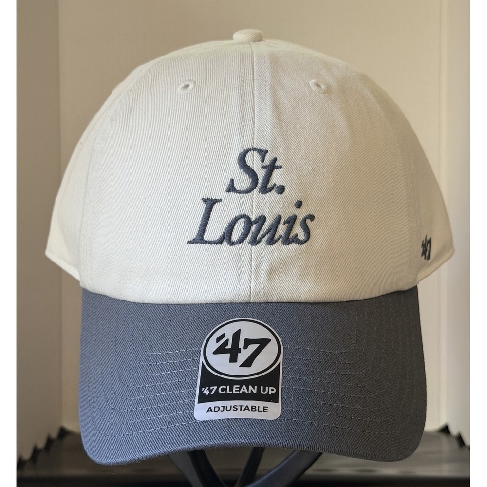 New St. Louis Cardinals Hat Script Cream & Gray '47 Brand Clean Up Adjustable